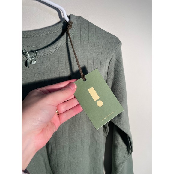 NWT Daily Drills Cotton Pointelle Crewneck Long Sleeve Green Medium/Large FLAW - Picture 9 of 10